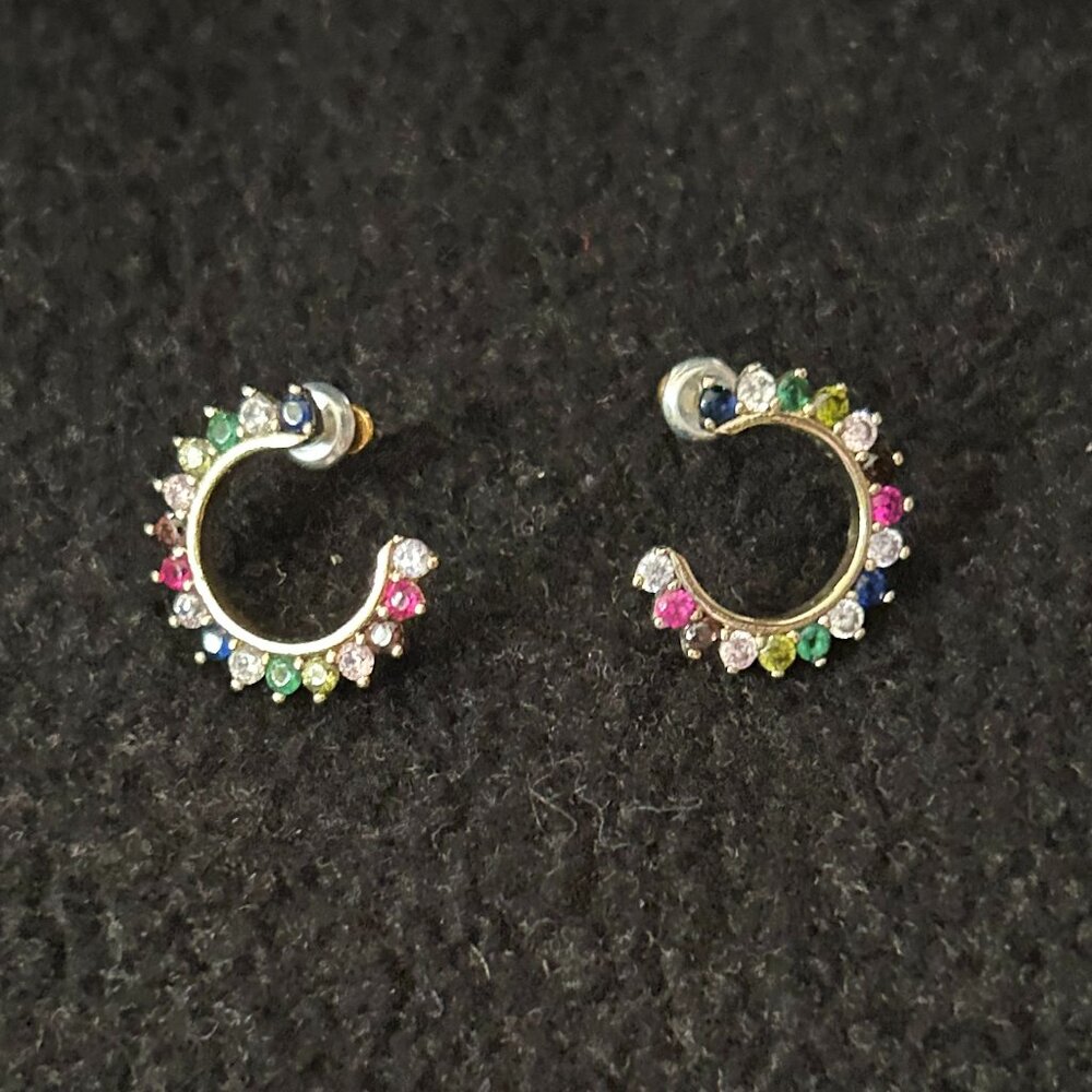 Express Half Moon Multi-colored Rhinestone Studs
